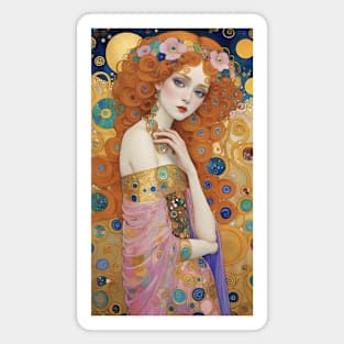 Gustav Klimt's Golden Muse: Inspired Woman in Divine Splendor Magnet